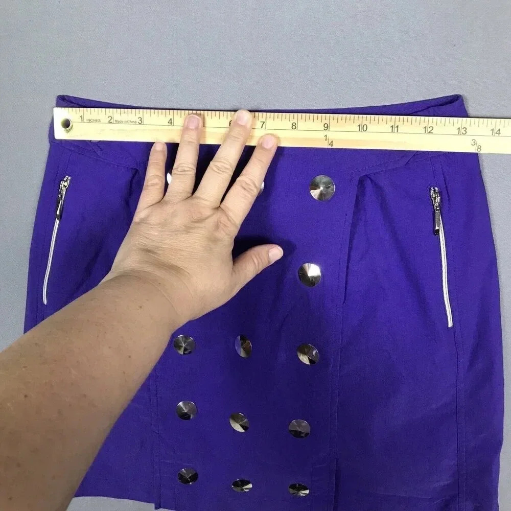 Jamie Sadock Skort Size 2 Silver Disc Studded Stretch Pockets Golf Pickleball - Picture 9 of 14